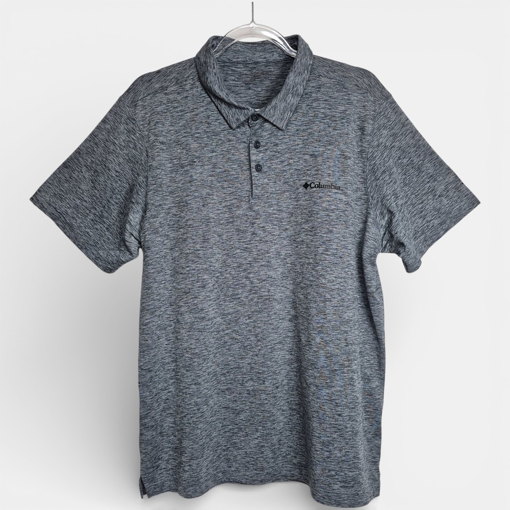 Columbia Mens L Omni-Wick Space Dye Polo Shirt Grey Heathered XO0949